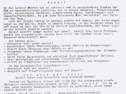 „Wir sind das Volk“: Der „Appell“ vom 9. Oktober 1989 von Pastor Christoph Wonneberger.
